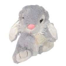 Dan Dee Collector's Choice Easter Bunny Gray White Bow Plush Stuffed Animal 7.5"