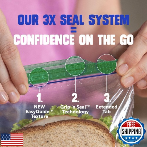 Ziploc Sandwich and Snack Bags with EasyGuide Texture, Plastic Storage Bags w - Picture 2 of 4