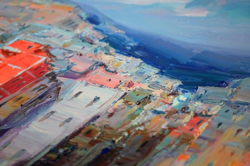 Riomaggiore, Cinque terre painting Original art Oil on canvas by S Chernyakovsky - Picture 5 of 17