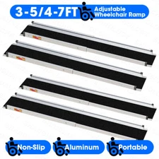 3-5/4-7FT Telescopic Aluminum Wheelchair Ramp Portable Mobility Scooter Non-Slip