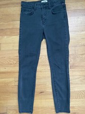L'AGENCE Margot 25 Grey/Light Black High Rise Skinny Leg Jeans Denim Lycocell