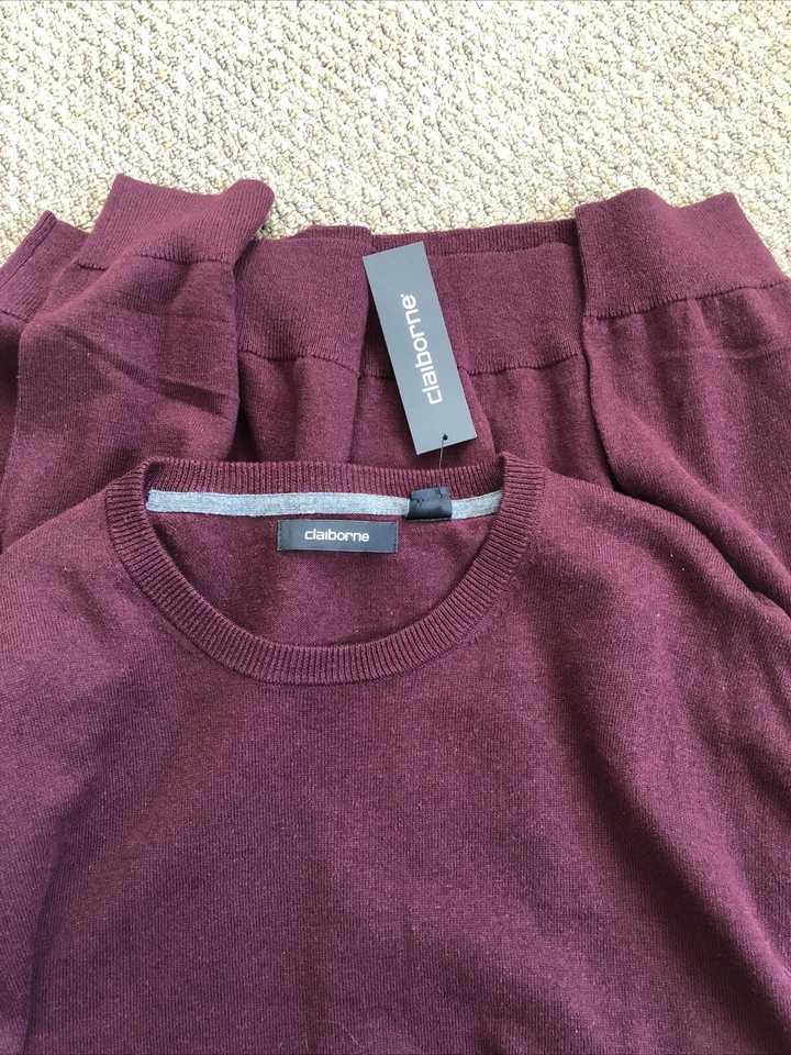 CLAIBORNE LONG SLEEVE  MENS Burgundy SWEATER SIZE XXL NWT - Image 4 of 4