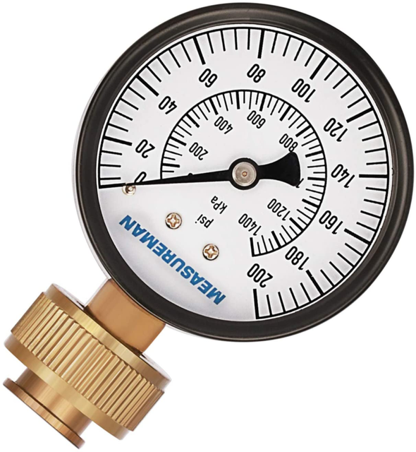 Measureman 21/2" Water Pressure Test Gauge, 3/4" Female Hose Thread, 0