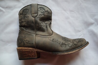 Dark Brown Faux Leather ROPER Short Stuff Side Zip Ankle  display picture 1