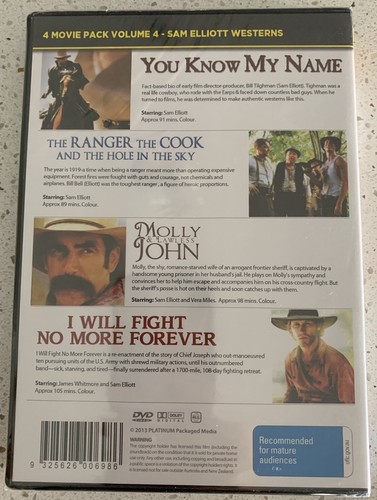 SAM ELLIOTT WESTERNS - 4 Movie Pack, Brand New And Sealed, Region All - Picture 2 of 2