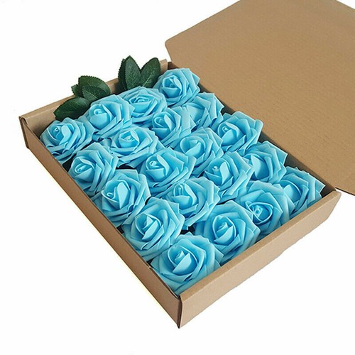 25 PCS Artificial Foam Roses Real Touch Fake Rose Flowers Wedding Party Decor - Picture 25 of 27