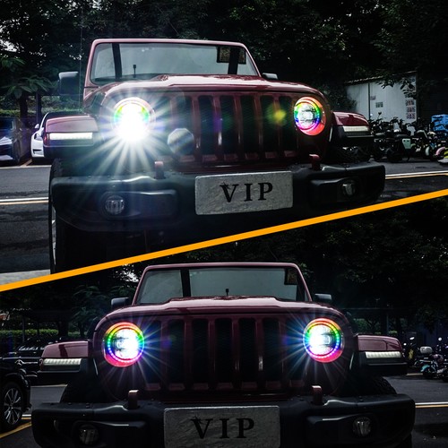 9" RGB Halo LED Headlight Fog Light Combo KIT for Jeep Wrangler JL JLU Gladiator - Picture 8 of 17
