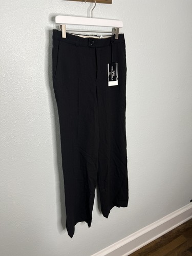 Zara NWT Into The Classics Black Hidden Pinstripe Straight Leg Trouser Pants S - Picture 3 of 9