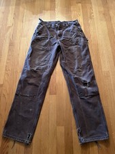 Carhartt Double Knee Carpenter Pants B136B-DKB Brown 33x34 Thrashed Distressed