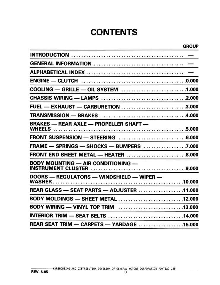 Каталог запчастей и иллюстраций 1982 - 1985 Pontiac Firebird - Изображение 2 из 4