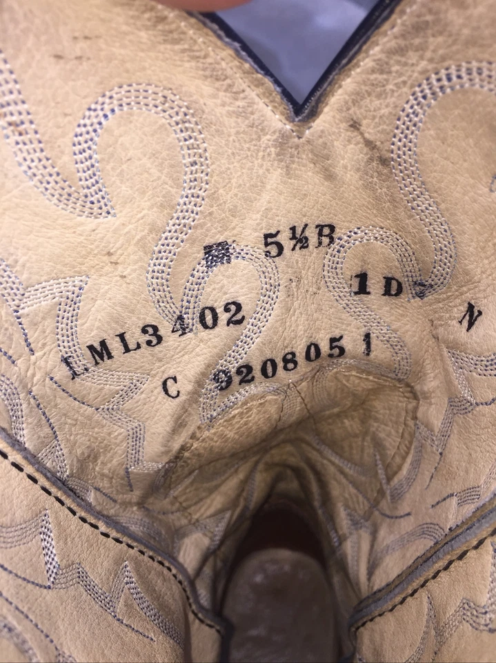 Botas vaqueras vaqueras para mujer Larry Mahan verde azulado pie de lagarto con top negro-azul marino talla 5,5B Foto 4 de 4