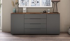Sideboard 166 cm Weiß Hochglanz Kommode Schrank Anrichte Metallgriffe Modern TOM