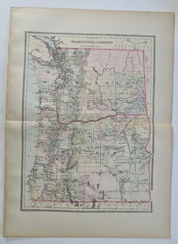 Washington & Oregon Pacific Northwest Seattle Portland Eugene 1889 Bradley map - Picture 4 of 4