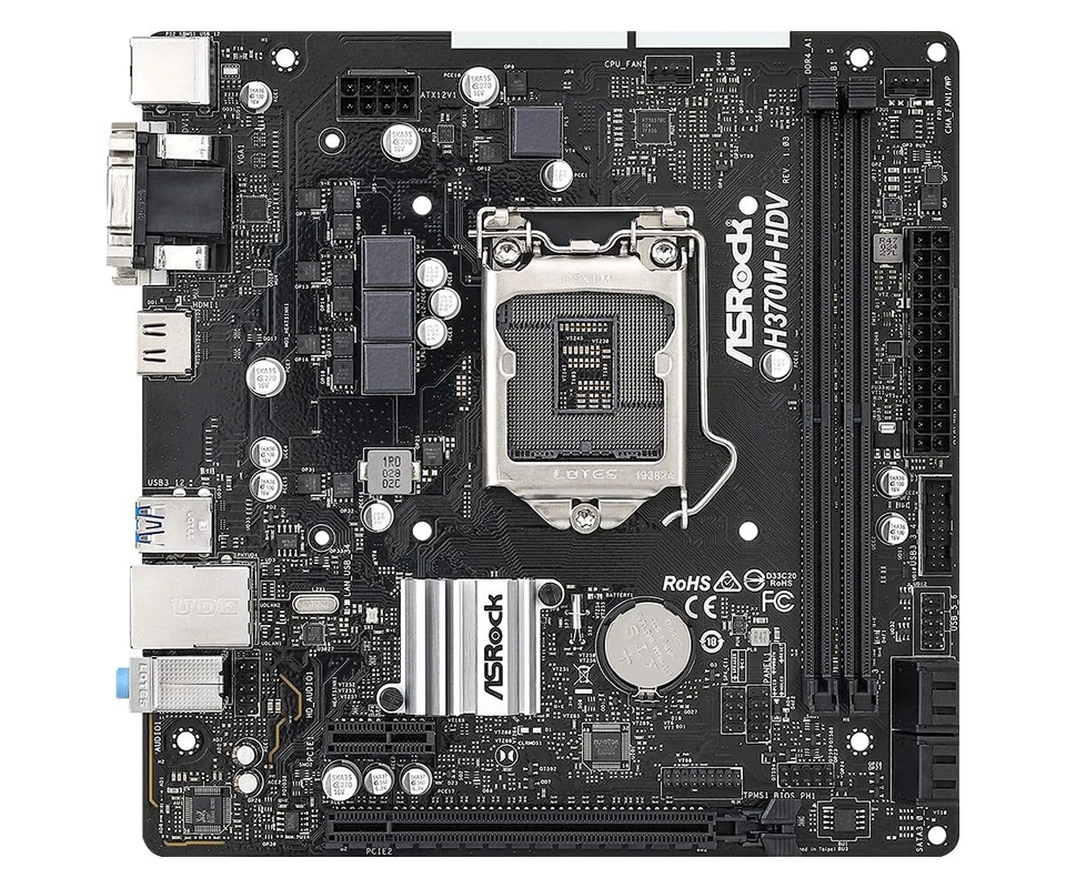 ASRock H370M HDV Motherboard for 9th 8th Gen Intel Core Socket 1151 Black - Image 2 of 4