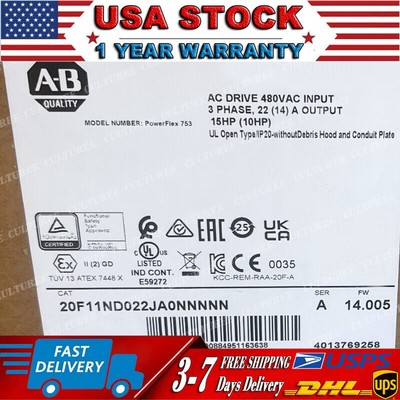 Allen Bradley 20F11ND022JA0NNNNN PowerFlex 753 AC Drive 20F11ND022JA0NNNNN