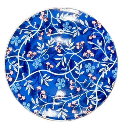 Salad Plate 8'' Blue Morris by Grace's Teaware Vibrant Blue with Small Flowers