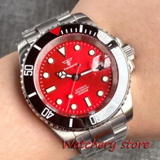 40mm Tandorio Japan NH35A Movement Red Dial Sapphire Glass Luminous Mens Watch