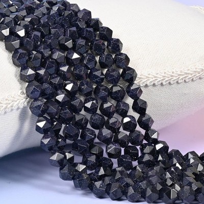 Blue Sandstone Diamond Star Cut Beads 6mm 8mm 10mm 15.5 Inch Strand