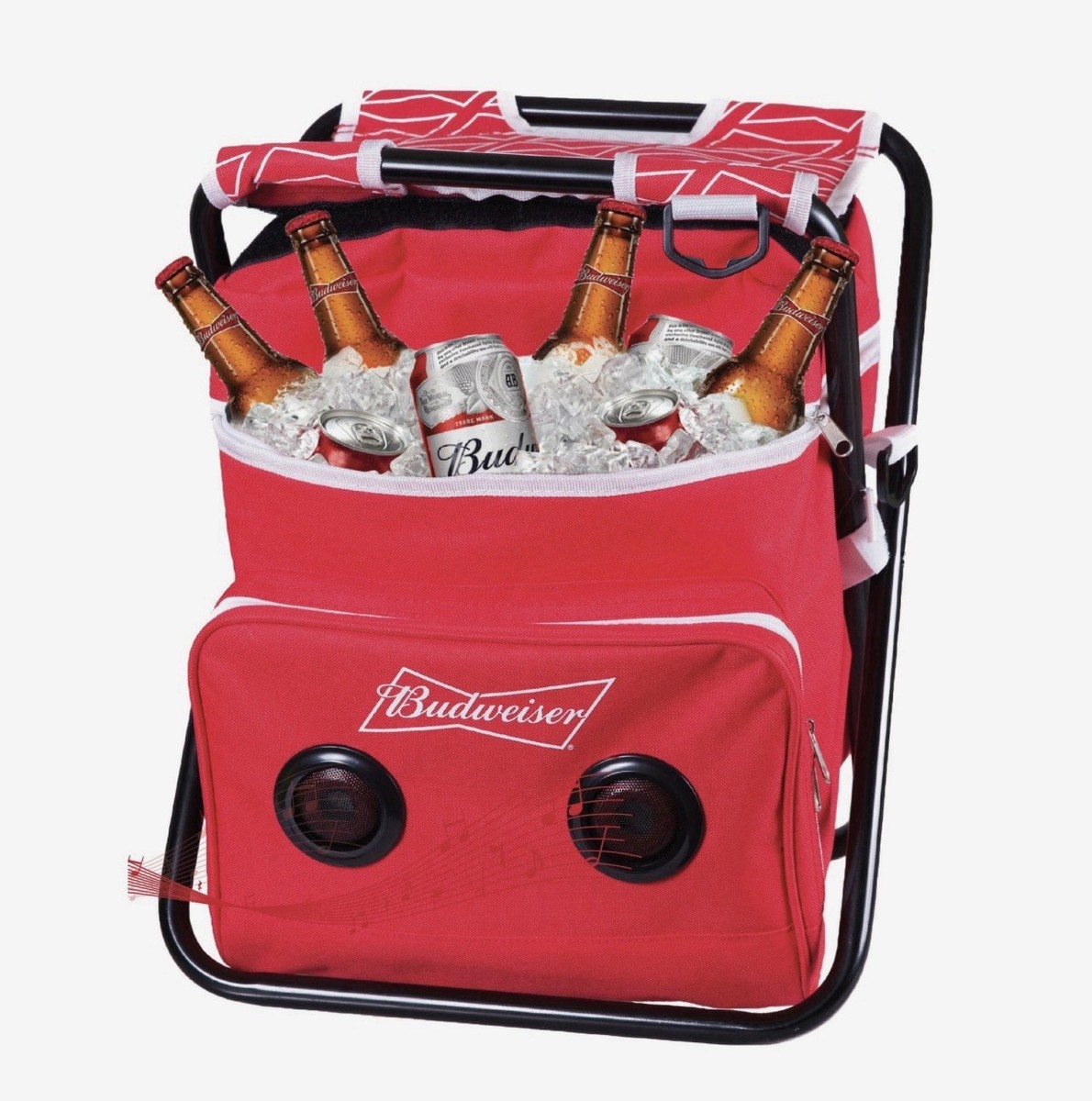 Budweiser Wireless Speaker Cooler Chair Bluetooth 24-Can Red Budweiser Wireless Speaker Cooler Chair Bluetooth 24-Can Red