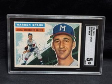 WARREN SPAHN BRAVES 1956 TOPPS BASEBALL CARD GRAY BACK #10 GRADED EX SGC 5