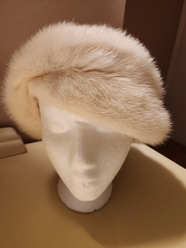 Raro sombrero de piel de visón marfil vintage - Bonwit Teller & Ambrose Nueva York - años 50... Foto 2 de 4