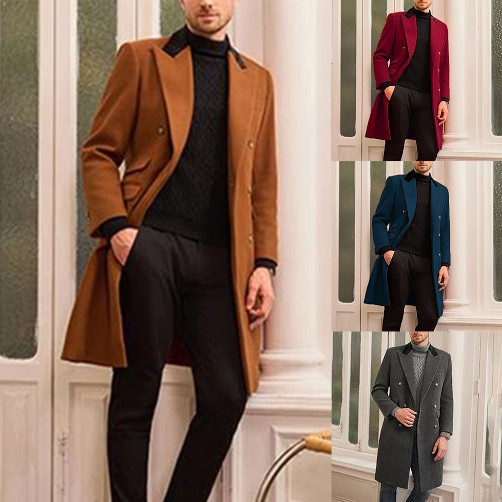 FILA Cappotto invernale uomo elegante giacca lunga con risvolto e due file