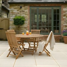 Charles Bentley Pair of Solid Wooden Teak Outdoor Folding Garden Patio Chairs