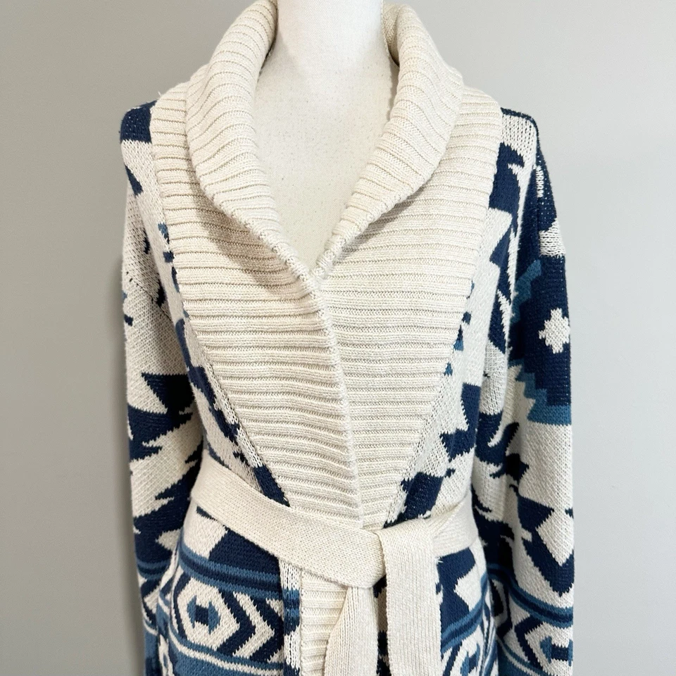 Cárdigan mediano Lucky Brand para mujer tejido pesado azteca occidental lazo cintura Foto 4 de 4