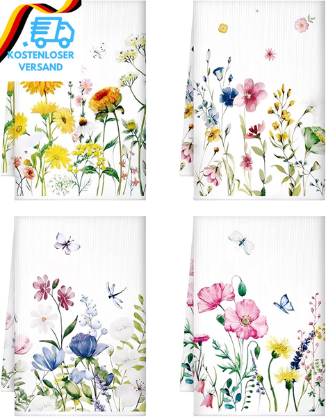 4Er Set GeschirrtüCher FrüHling Tulpe 40 X 60 Cm, FrüHlingsdeko KüChentüCher, Fr-image