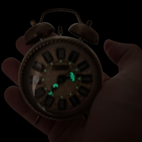 Vintage Endura Brass Wind Up Alarm Clock Roman Numerals Germany Glow Hands 1960s - Picture 5 of 14