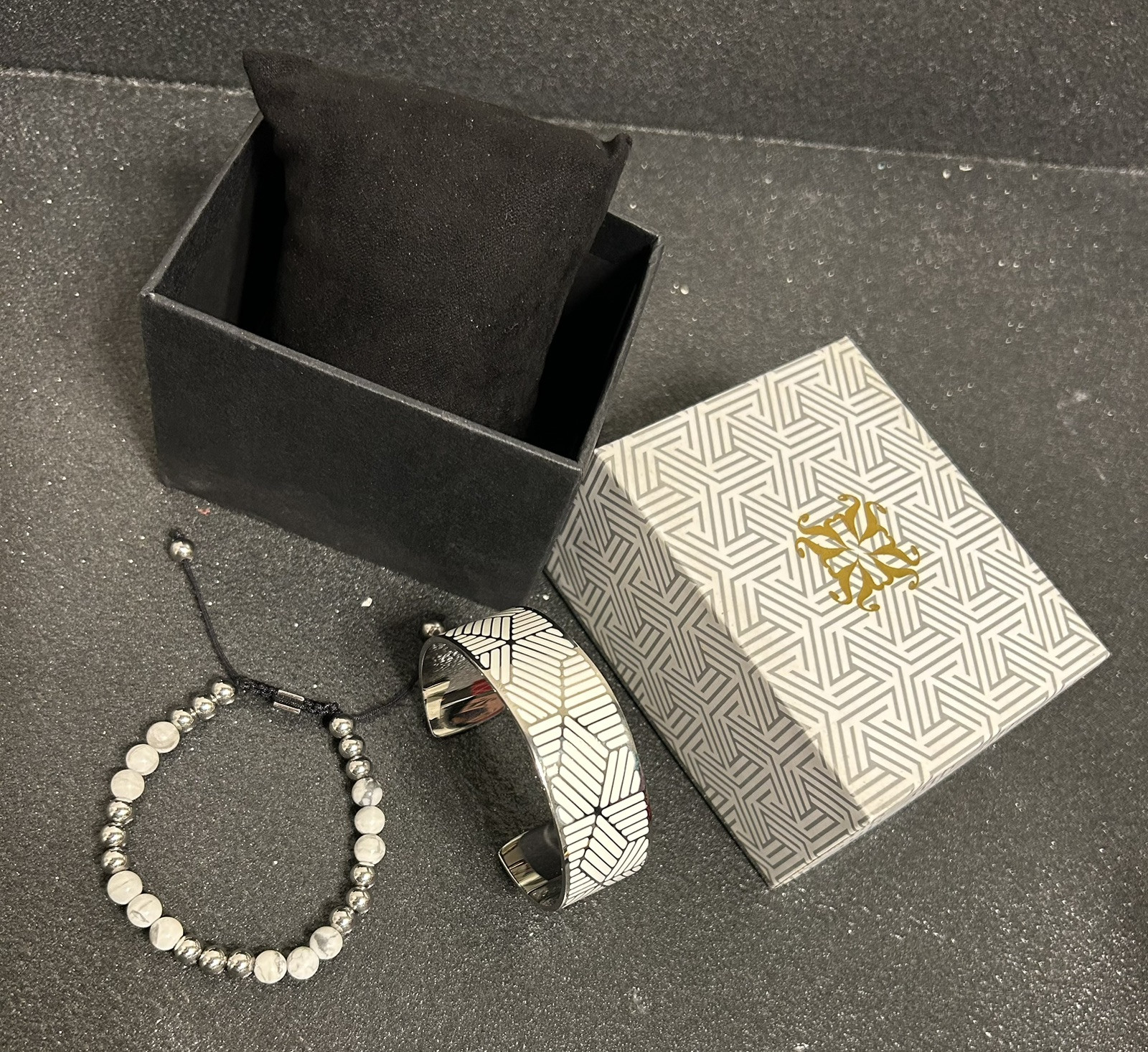 Rustic Cuff White Silver Adjustable Cuff & White … - image 3