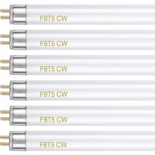 6 Pack F8T5/CW 4100k 8W T5 Fluorescent Bulbs G5 Base Under Cabinet Lighting