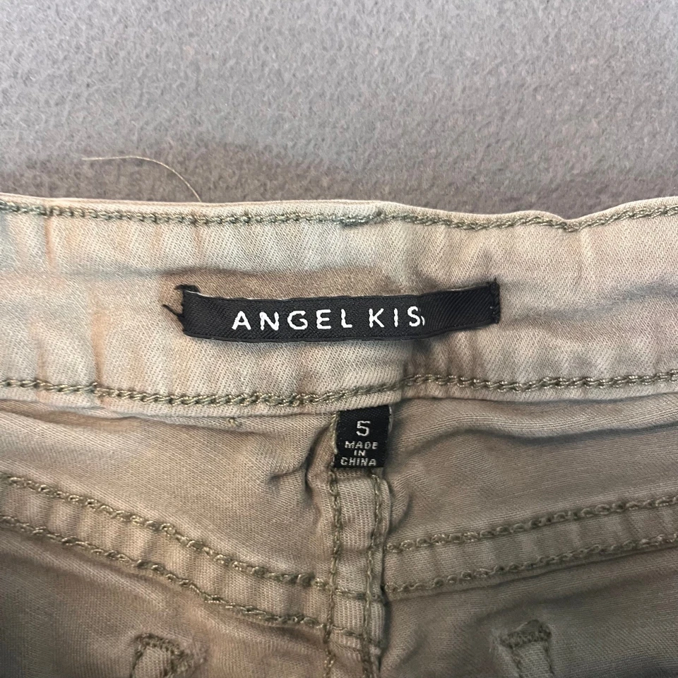 Angel Kiss Size 5 Brown Distressed Frayed Jean Shorts 4 Button 25W, 2" 5 Pocket - Image 2 of 4