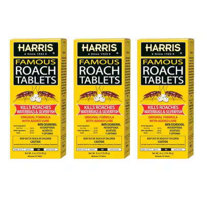 3 Pack Harris Roach Tablets, Boric Acid Roach and Insects Killer with Lure