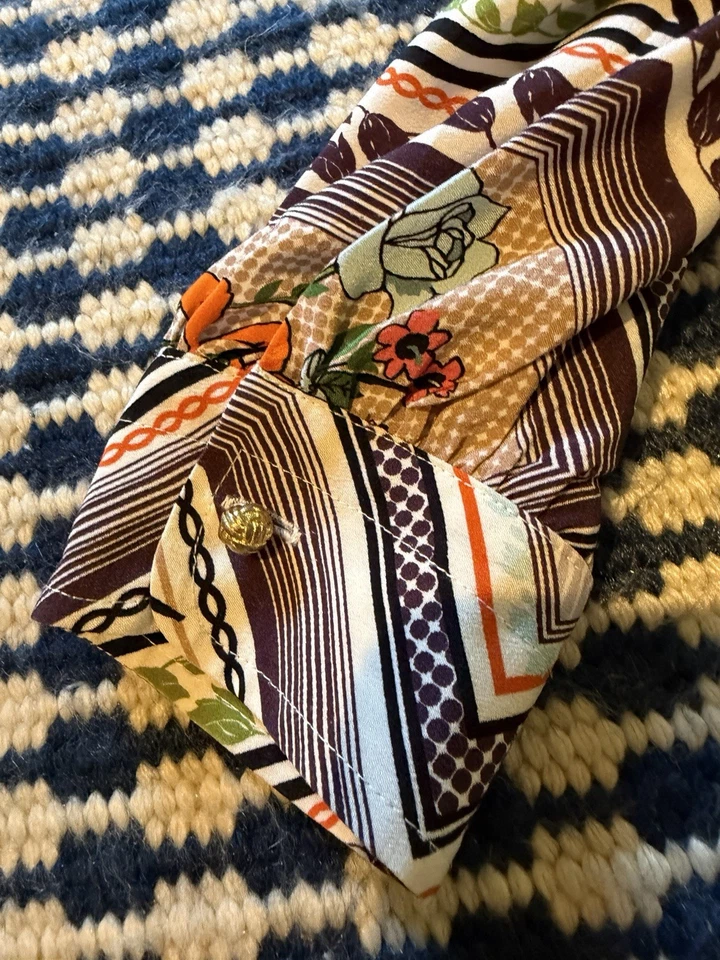 🧡 Tory Burch Floral Geometric Silk Shirt Dress – Size S Resort Wear Beach Wear - Image 3 of 4