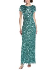 Adrianna Papell Beaded Mesh Gown Women's