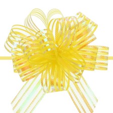 5pcs 6" Large Organza Pull Bow Chiffon Gift Wrapping Bows Ribbon Yellow