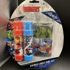 Marvel Avenger 2x Jumbo Chalk Chalk Holders w/2 Bean Bags For Hopscotch Game