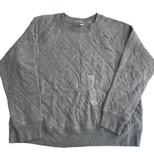 Old Navy Womens Textured Crewneck Sweatshirt Pullover Long Sleeve Heather Gray L