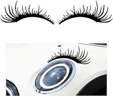 2 PCS Car Headlight Eyeash Decals, Cute Waterproof Reflective PE Color: Black