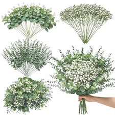 100 Pcs Mixed Artificial Eucalyptus Stems,Babys Breath Artificial Flowers Bul...