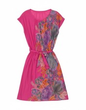 VINTAGE Womens A-Line Dress UK 14 Medium Pink Floral Polyamide BA06