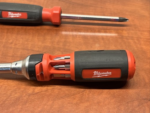 Milwaukee lot 9-1 ratcheting multibit electrician screwdriver Knife & #2 Philips - Picture 7 of 17