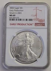 2002 SILVER EAGLE 1 OZ EARLY PRODUCTION NGS MS69 STRUCK IN 2021 SKU 8341409-433