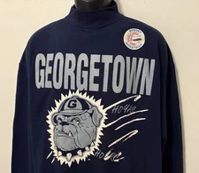 Vintage 90's GEORGETOWN HOYAS DODGER CREW SWEATSHIRT Blue NEW Old Stock NWT XL