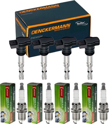 4x DENCKERMANN Zündspule + DENSO Zündkerze für Toyota IQ KGJ1_ NGJ1_ 1.0
