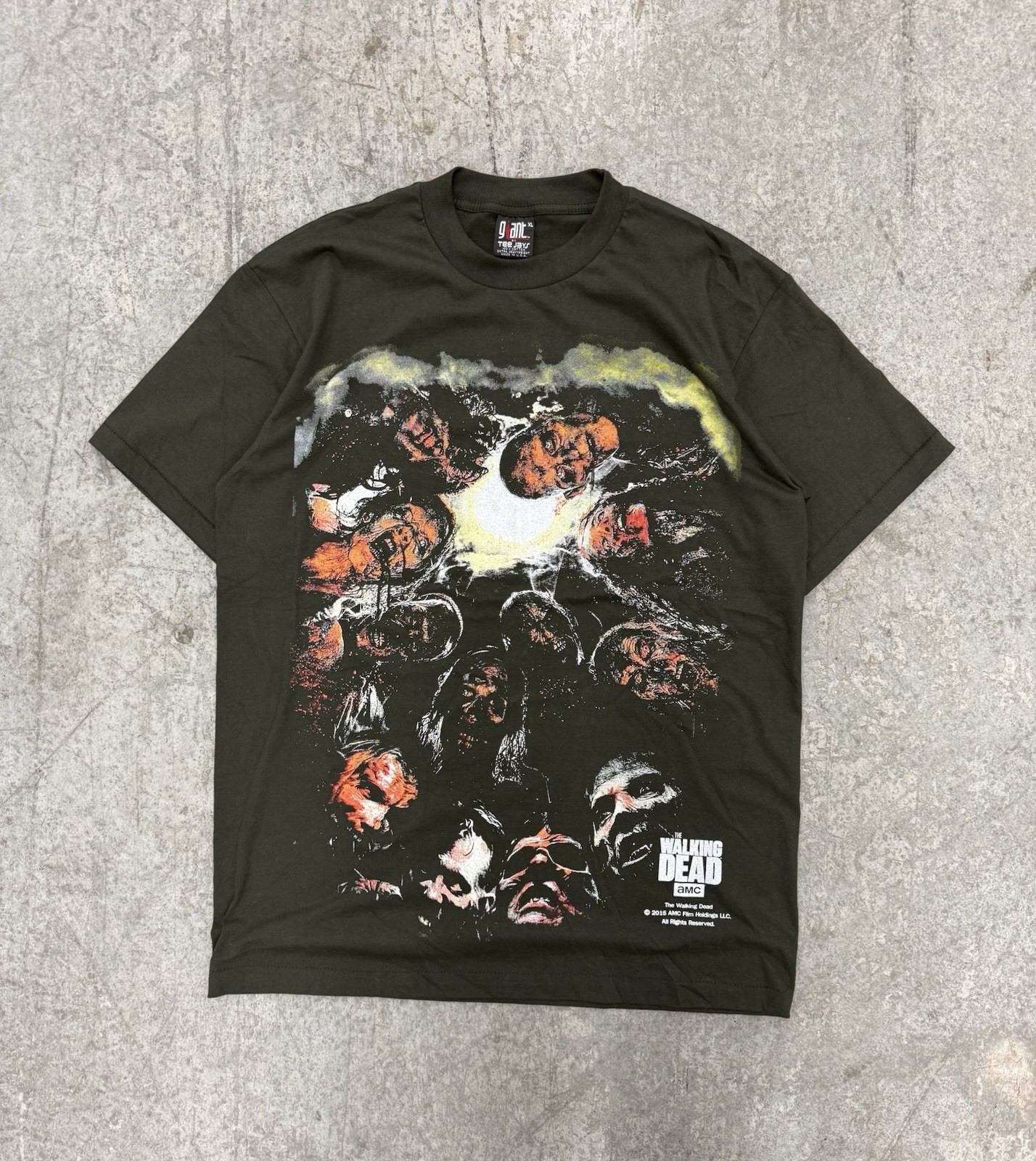 The Walking Dead AOP Mega Print Zombies Death Mob 2015 Men's T-Shirt XL