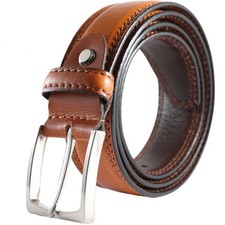 Mens Full Grain Leather Belt 3.2cm width Stainless Buckle - YOUSHA ELIA