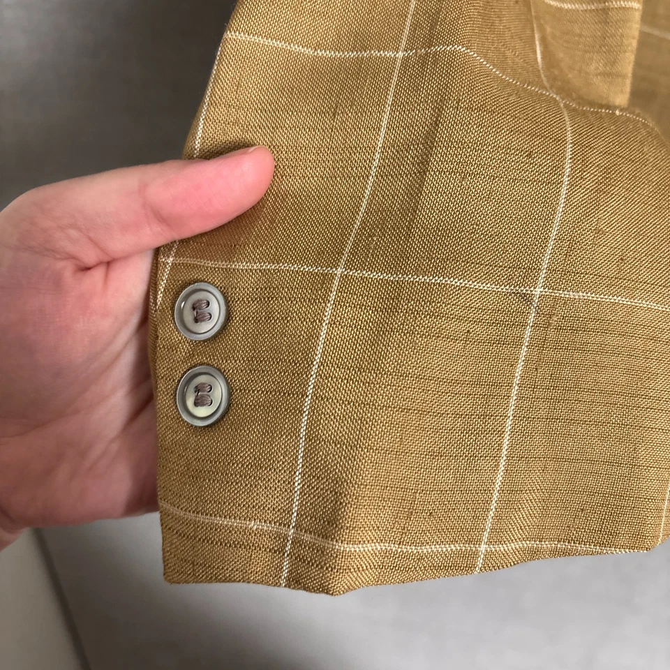Винтажный Stanley черный Sport пальто 40L желтовато-коричневый коричневый окно итальянский шелковый блейзер - Изображение 4 из 4
