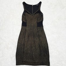 Express Gold Black Stretch Bodycon Metallic Dress Size 2